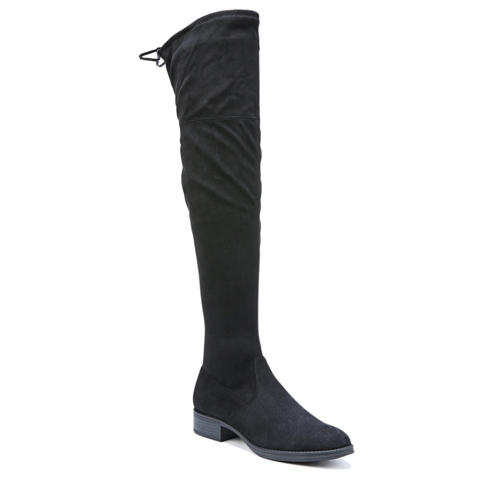 Over the knee black suede boots
